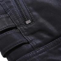 Nueva chaqueta de cuero de los hombres de cuero lavado, moto más vellón empalme chaqueta de cuero esmerilado, abrigo de cuero de los hombres, biker marea Slim abrigo - details 6