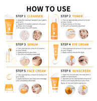 Conjunto de Cuidado de la Piel de Vitamina C de 6 Piezas Incluye Toner, Sérum, Crema para los Ojos, Crema Facial, Protector Solar, Limpiador de Piel Húmedo - details 8