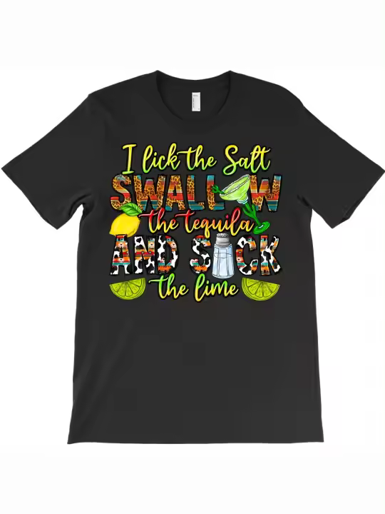 Camiseta I Lick The Salt Swallow The Tequila And Sick The L, regalo para papá, manga corta con cuello redondo suave y cómoda - 1