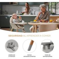 bebé 2 en 1, Silla Infantil, Trona portatil, Patas de Madera, Bandeja Ajustable, Fácil de limpiar, para niños, Beige - details 21