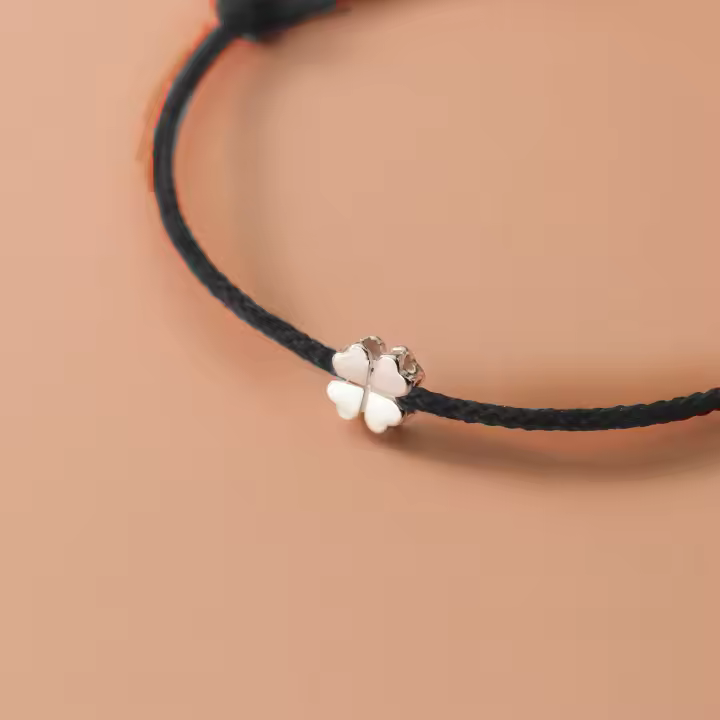 Pulseras de Cuerda Roja de Plata de Ley 925 para Mujer, joyería de Hilo Rojo with Flores, 20cm, Max - 1