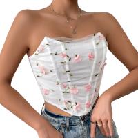 Corsé Floral para mujer, Tops cortos sin mangas para fiesta, corpiño deshuesado, camiseta sin mangas, chaleco blanco Delgado, camisola de verano - details 0