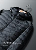Chaqueta holgada de plumas de ganso blanco, chaqueta ligera con capucha, cuello alto para hombre, corte ajustado con capucha juvenil - details 34