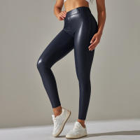 Nessaj-pantalones de piel sintética de terciopelo fino para mujer, leggings de cuero PU ajustados, sexy, con bolsillo, Otoño e Invierno - details 23