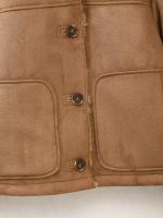 TRAFZA-abrigos gruesos de Invierno para mujer, chaquetas cálidas elegantes de manga larga con cuello vuelto de un solo pecho, Color sólido, a la moda - details 11