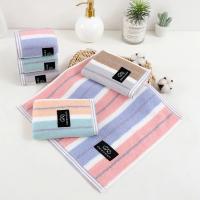 Toalla facial cuadrada para adultos, de 2 piezas toalla suave y absorbente/34x34cm, a rayas de colores, 100% algodón - details 3