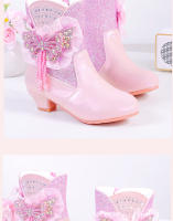 Botas de princesa para niñas Botas medianas cálidas para niños con lazo de pelo - details 11