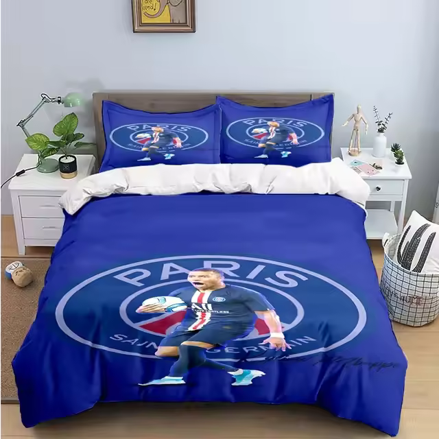 Juego de cama con estampado Digital M de fútbol a la moda, funda nórdica, edredón, regalo de cumpleaños para niños y niñas - 1