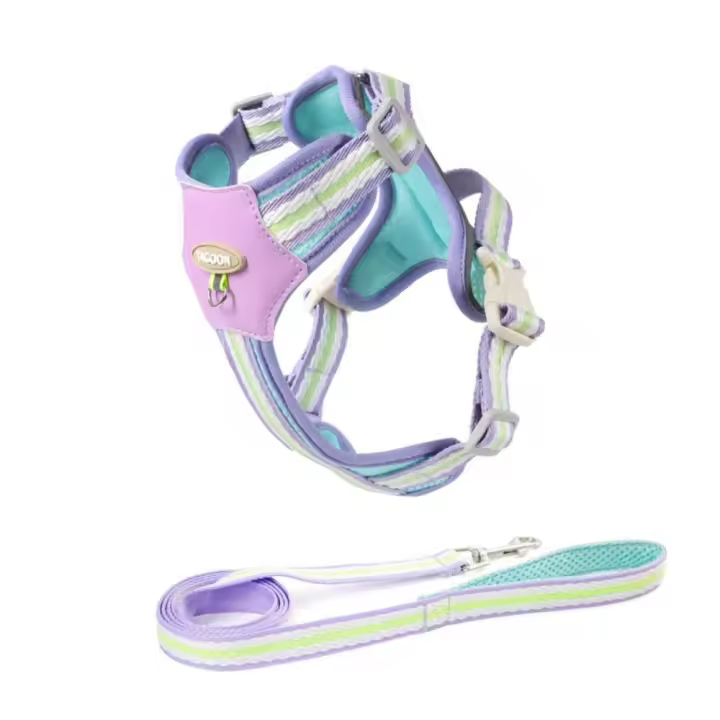 Arnés de perro ligero y transpirable, conjunto de correa ajustable Quicklace, correa de plomo para gato, Collar suave y bonito para mascotas, cuerda para caminar - 1