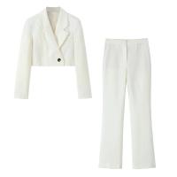TRAFZA-Blazer de tendencia para mujer, traje recortado de curva elegante con bolsillos en el pecho, para ir a la Oficina, novedad - details 2