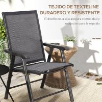 2 Sillas Camping Plegables Sillas Plegables Jardín Exterior Acolchadas en Malla con Marco Acero y Reposabrazos Carga 110 kg para Terraza Playa 58x64x94 cm Gris Oscuro - details 3