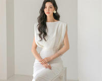 BGTEEVER-vestido ajustado sin mangas para mujer, prenda con abertura lateral, cuello redondo, cintura ajustada, ceñido a la cadera, Verano - details 13