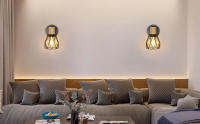 Luz de Pared de Metal Goeco Diseño de Aplique de Pared Industrial Lámpara de Pared Decorativa Ajustable de Madera Eficiencia Energética Iluminación Interior Decorativa - details 1
