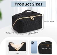 Portátil Impermeable Neceser Mujer, Organizadora de Maquillaje Multifuncional, Bolsa de Cosméticos de Gran Capacidad para Viaje o Uso Diario (Negro) - details 2