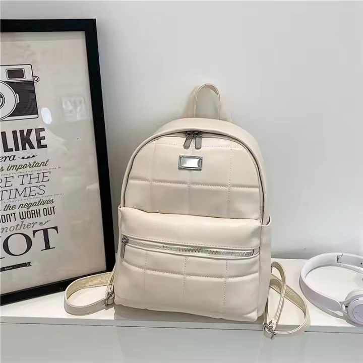 Mochila de Cuero Suave Versátil Retro Nueva Edición Coreana 2024 Bolso de Viaje de Moda Prism para Mujeres - 1