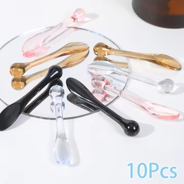 Aplicador de crema para ojos, rodillo de cuchara, palo de masaje transparente, espátulas cosméticas, mascarilla Facial antiarrugas, cuchara de plástico para el cuidado de la piel, 5 uds. - 1