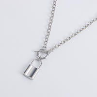 Collar con colgante de candado de perlas de estilo único para mujer, collar de doble capa de estilo moderno y frío - details 4