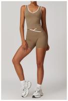 Conjunto deportivo cruzado de cintura alta para mujer, traje corto sin espalda, ajustado, desnudo, para Yoga, correr, Fitness - details 7