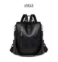 Mochila de trabajo de cuero PU suave para mujer, mochila de hombro cruzado de cuero negro vintage, mochila de viaje antirrobo para mujer - details 8
