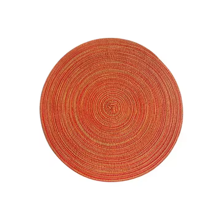 Mantel de Mesa de Ramie Tejido Antideslizante Posavasos de Comedor con Estilo Redondo - 1