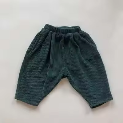 Ropa para niños otoño nuevo estilo bebé pana gruesa cintura elástica versión coreana pantalones de zanahoria de color sólido - 1