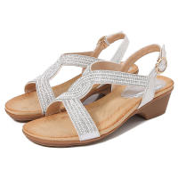 Sandalia 2025 Nuevas sandalias de moda con diamantes de agua Zapatos de mujer con tacón inclinado y parte inferior gruesa - details 3