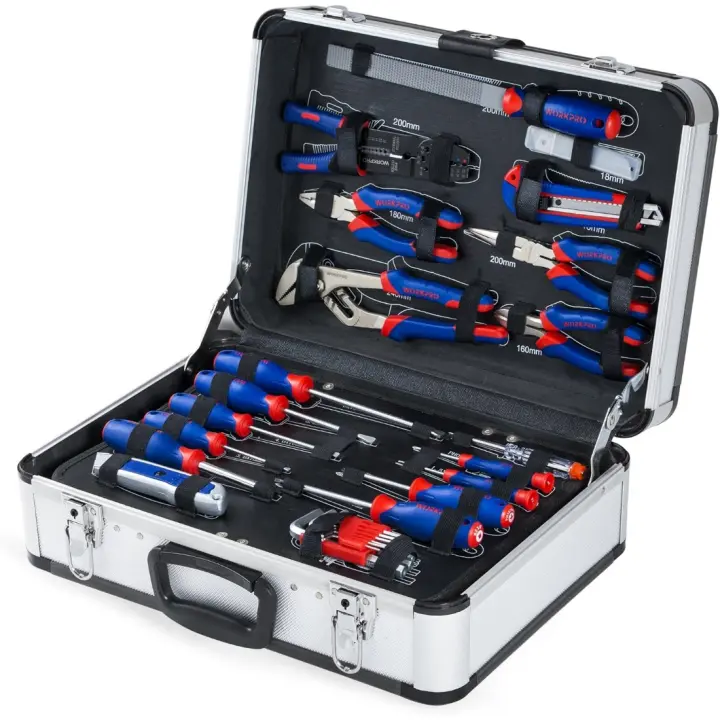 Maletín de Herramientas Completas Caja de Herramientas Metálica Versátil de 47x 17 x 37 cm para Reparaciones Diarias en Hogar y Oficina - 1