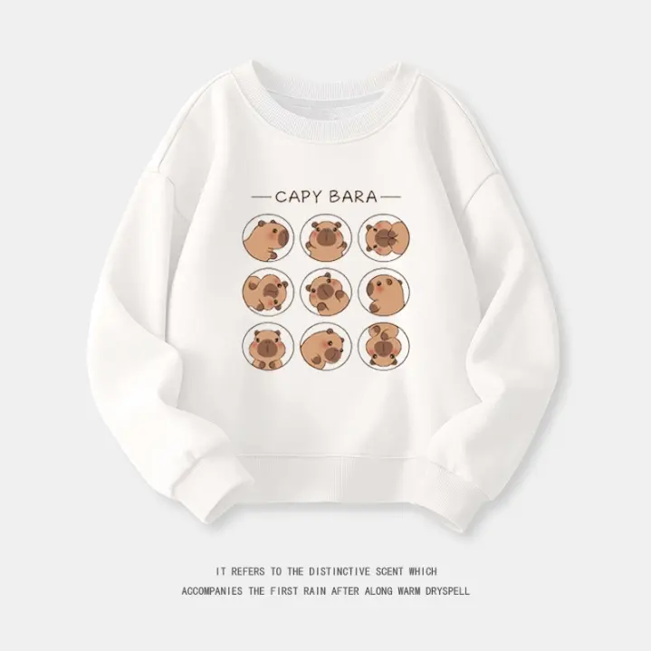Sudadera de cuello redondo de Capybara de dibujos animados para niños y niñas en primavera y otoño, camiseta informal de manga larga - 1
