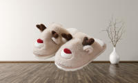Navidad alce otoño e invierno zapatillas esponjosas, interior hogar antideslizante caliente algodón fregona. - details 1