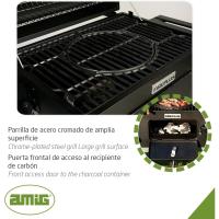 Barbacoa Portátil de Carbón Rodantes, Bandejas Laterales, Sistema de Ventilación y Depósito de Ceniza Parrilla de Acero de 57x42cm Tamaño 116,5x13,1x56cm - details 7