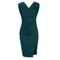 BUNO-Falda larga europea y americana transfronteriza de verano 2025, nuevo vestido de noche de cintura alta dividido sin mangas con cuello en V, ropa para mujer - details 5