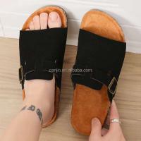 Nuevas sandalias de cuña de corcho para hombre americano con diseño de botones de talla grande 46, zapatillas de verano suaves y cómodas, para caminar en la playa - details 7