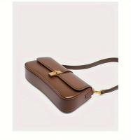 Bolso baguette elegante para mujer - Bolso bandolera desmontable elegante con cierre en tono dorado, marrón/negro, versátil para uso diario, accesorio elegante, artesanía de alta calidad - details 21