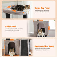 PAWZ Roda Árbol para gatos de varios niveles con poste rascador grueso, dos condominios grandes, torre para gatos de interior, almohadilla rascadora para gatos, casa cama para gatitos, juguetes para gatos - details 3