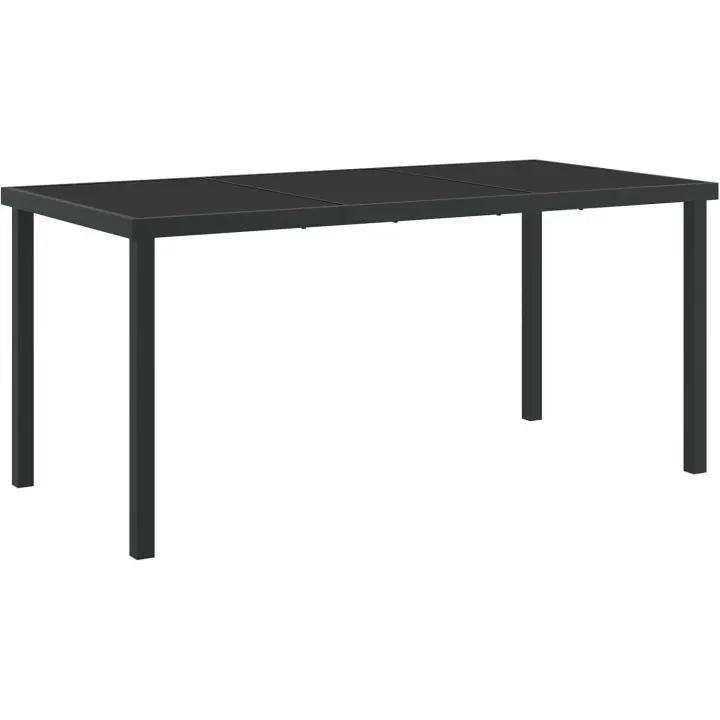 Mesa de Jardín Negra 160x80x73 cm Vidrio Templado - 1