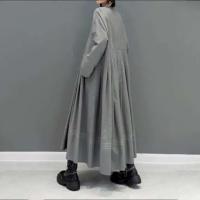 Primavera/Verano para cuello sólido manga Panel plisado vestidos largos vestido femenino ropa de mujer bata de calle - details 7