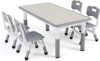 AuAg Juego de mesa multiactividad para niños de 5 piezas, escritorio de estudio para niños, juego de sillas de escritorio para niños, juego de mesa y 4 sillas para niños, altura ajustable - details 31