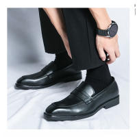 Zapatos de cuero con diseño de pie sonriente a la moda para hombre, versión coreana, zapatos de cuero pequeños formales. - details 11