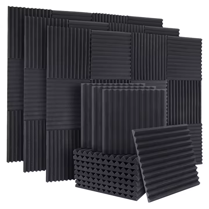 Paneles acústicos de espuma insonorizada, 50 piezas, absorción de sonido, aislamiento acústico, cuña para estudio, paredes, techo, 1x12x12 pulgadas - 1