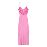 TRAFZA-vestido largo con escote en V para Mujer, prenda sin mangas con cremallera ajustada, pliegues, versátil, verano, 2024 - details 3