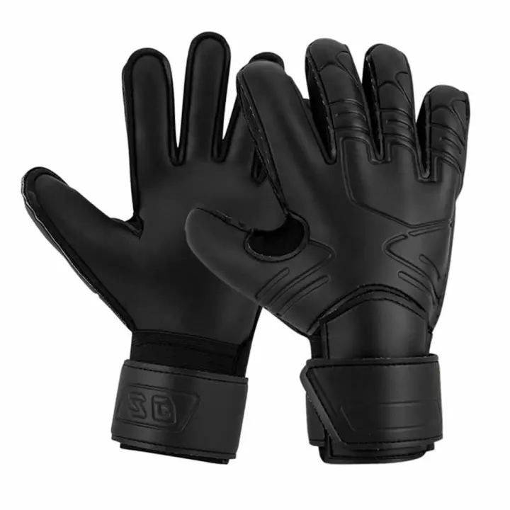 Guantes de portero con protección para los dedos, guantes de fútbol de látex negros resistentes al desgaste, guantes de portero de fútbol duraderos - 1