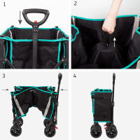 Aktive - carro playa plegable, carro transporte con ruedas grandes 360°, carro jardín compacto, estructura acero, tejido poliéster, 70x45x95 cm, carga 60 kg, bolsillo interior, bandas reflectantes, carro carga plegable - details 4