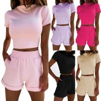 Conjunto de Pantalones Cortos Delgados de Moda Verano 2024 Top Corto Ajustado de Color Sólido y Shorts Estilo Callejero para Mujeres - details 0