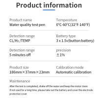 Bolígrafo Detector de calidad del agua 5 en 1, medidor de cloro, PH, H2, ORP, TEMP, CL2, probador, multifunción, Monitor de cloro para piscina, Spa - details 39