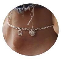 Pulsera de Tobillo de Acero Inoxidable con Letra de Cristal Color Plata - details 17