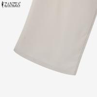 ZANZEA Conjunto De Verano Para Mujer 2 Piezas Top Irregular Y Pantalones De Pierna Ancha Moda Coreana Elegante Ropa De Oficina - details 14