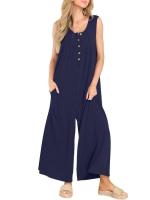 Pantalones sueltos de pierna recta, bolsillo de color sólido para mujer, casual, fresco, verano - details 22