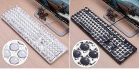 Teclado mecánico Retro Steam Punk para juegos, 104 teclas, luz blanca, tapa redonda, LED, retroiluminación brillante, con cable USB - details 8