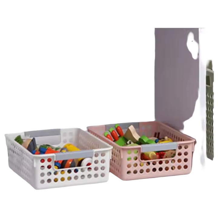 Cesta De Almacenamiento Para El Hogar Con Agujeros Para Juguetes Y Cosméticos Plástico Grueso Para Mesas Ecológica - 1