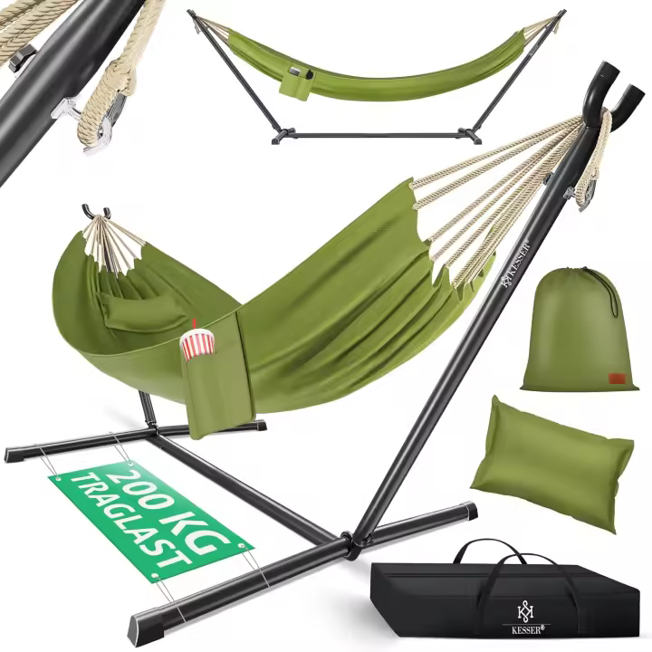 Hamaca Lake con Estructura Doble para 2 Personas Resistente Marco 200kg Interior y Exterior XXL - 1